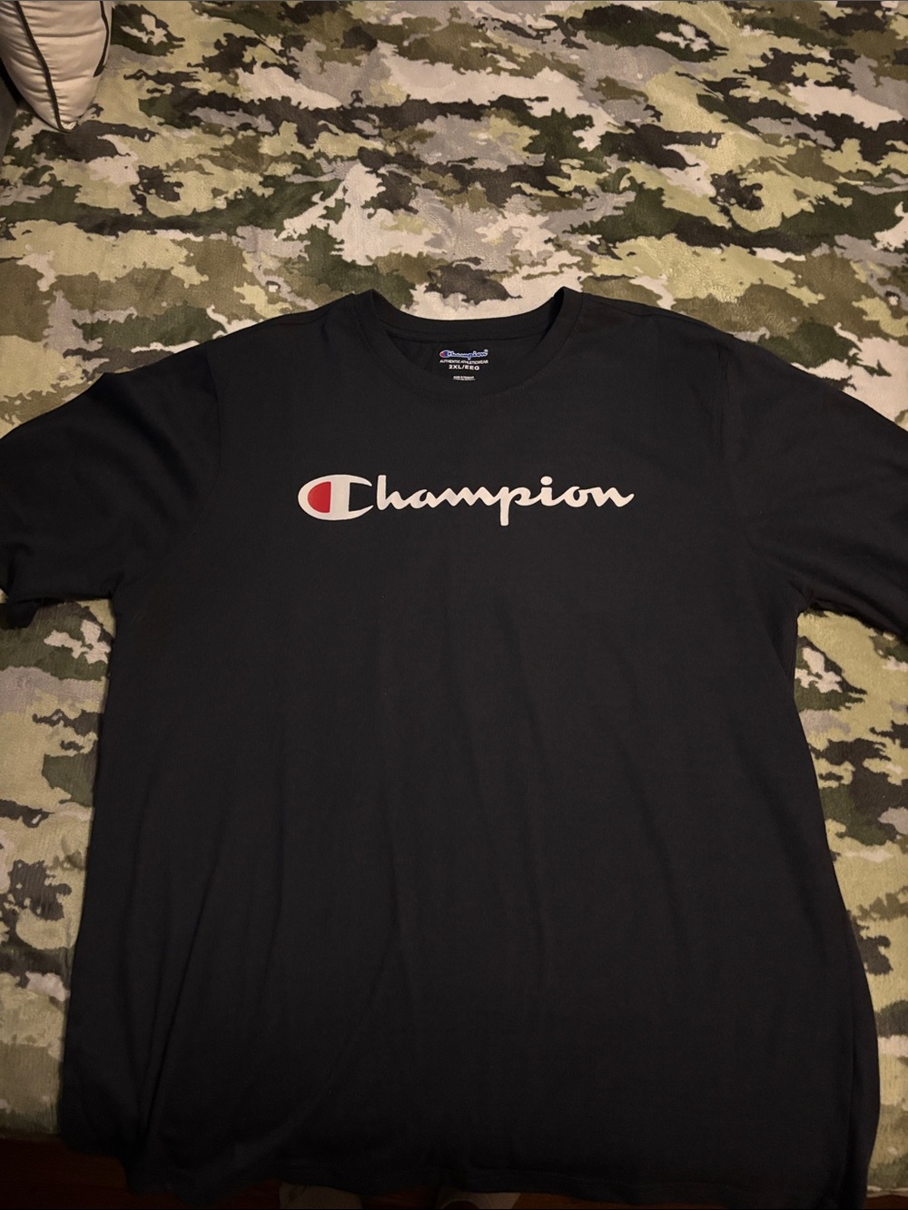 Champion Black Short Sleeve Tee with Script Logo